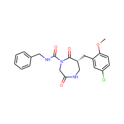 COc1ccc(Cl)cc1C[C@@H]1CNC(=O)CN(C(=O)NCc2ccccc2)C1=O ZINC000028894876