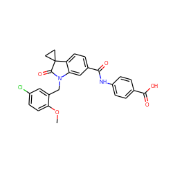 COc1ccc(Cl)cc1CN1C(=O)C2(CC2)c2ccc(C(=O)Nc3ccc(C(=O)O)cc3)cc21 ZINC000299859717