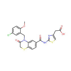 COc1ccc(Cl)cc1CN1C(=O)CSc2ccc(C(=O)Nc3nc(CC(=O)O)cs3)cc21 ZINC000299854525