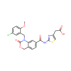 COc1ccc(Cl)cc1CN1C(=O)OCc2ccc(C(=O)Nc3nc(CC(=O)O)cs3)cc21 ZINC000299859068