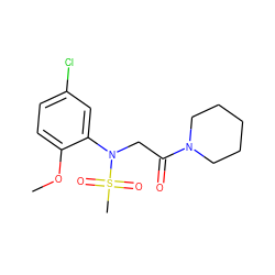 COc1ccc(Cl)cc1N(CC(=O)N1CCCCC1)S(C)(=O)=O ZINC000000654215