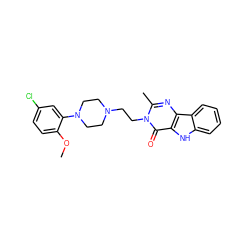 COc1ccc(Cl)cc1N1CCN(CCn2c(C)nc3c([nH]c4ccccc43)c2=O)CC1 ZINC000028604190