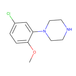COc1ccc(Cl)cc1N1CCNCC1 ZINC000002568291