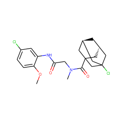 COc1ccc(Cl)cc1NC(=O)CN(C)C(=O)C12C[C@H]3C[C@@H](CC(Cl)(C3)C1)C2 ZINC000100563297