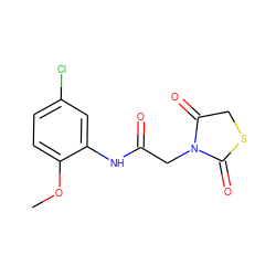 COc1ccc(Cl)cc1NC(=O)CN1C(=O)CSC1=O ZINC000004388945