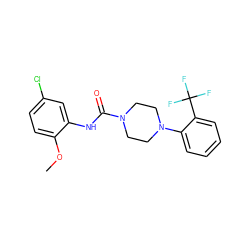 COc1ccc(Cl)cc1NC(=O)N1CCN(c2ccccc2C(F)(F)F)CC1 ZINC000169348407