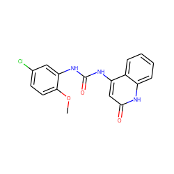 COc1ccc(Cl)cc1NC(=O)Nc1cc(=O)[nH]c2ccccc12 ZINC000064274558