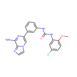 COc1ccc(Cl)cc1NC(=O)Nc1cccc(-c2cn3ccnc3c(N)n2)c1 ZINC000049034037