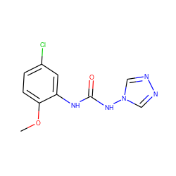 COc1ccc(Cl)cc1NC(=O)Nn1cnnc1 ZINC000000610761