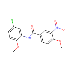 COc1ccc(Cl)cc1NC(=O)c1ccc(OC)c([N+](=O)[O-])c1 ZINC000000103336