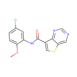 COc1ccc(Cl)cc1NC(=O)c1csc2cncnc12 ZINC000113650569