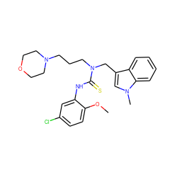 COc1ccc(Cl)cc1NC(=S)N(CCCN1CCOCC1)Cc1cn(C)c2ccccc12 ZINC000015974214