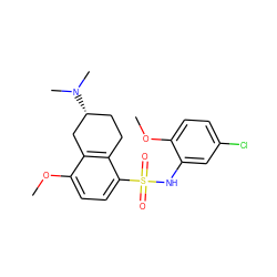 COc1ccc(Cl)cc1NS(=O)(=O)c1ccc(OC)c2c1CC[C@@H](N(C)C)C2 ZINC000136509086