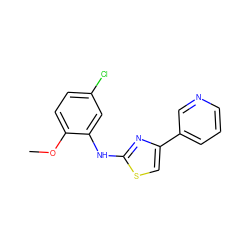 COc1ccc(Cl)cc1Nc1nc(-c2cccnc2)cs1 ZINC000000307577