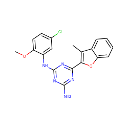 COc1ccc(Cl)cc1Nc1nc(N)nc(-c2oc3ccccc3c2C)n1 ZINC000009357551