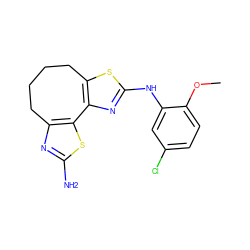 COc1ccc(Cl)cc1Nc1nc2c(s1)CCCCc1nc(N)sc1-2 ZINC000144019946