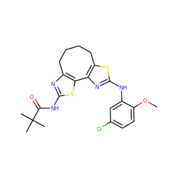 COc1ccc(Cl)cc1Nc1nc2c(s1)CCCCc1nc(NC(=O)C(C)(C)C)sc1-2 ZINC000059263437