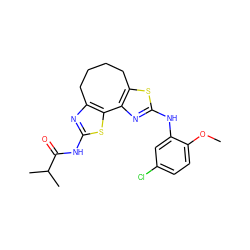 COc1ccc(Cl)cc1Nc1nc2c(s1)CCCCc1nc(NC(=O)C(C)C)sc1-2 ZINC000209983715