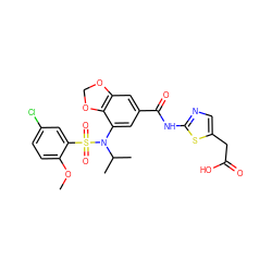 COc1ccc(Cl)cc1S(=O)(=O)N(c1cc(C(=O)Nc2ncc(CC(=O)O)s2)cc2c1OCO2)C(C)C ZINC000299857235