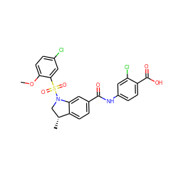 COc1ccc(Cl)cc1S(=O)(=O)N1C[C@@H](C)c2ccc(C(=O)Nc3ccc(C(=O)O)c(Cl)c3)cc21 ZINC000059716205