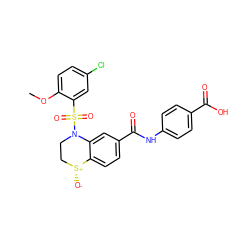 COc1ccc(Cl)cc1S(=O)(=O)N1CC[S@@+]([O-])c2ccc(C(=O)Nc3ccc(C(=O)O)cc3)cc21 ZINC000114516156