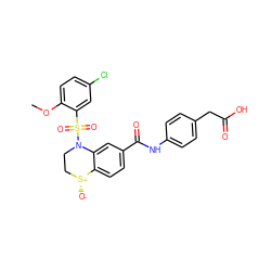 COc1ccc(Cl)cc1S(=O)(=O)N1CC[S@@+]([O-])c2ccc(C(=O)Nc3ccc(CC(=O)O)cc3)cc21 ZINC000114519290