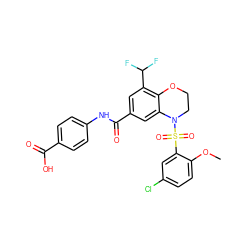 COc1ccc(Cl)cc1S(=O)(=O)N1CCOc2c(C(F)F)cc(C(=O)Nc3ccc(C(=O)O)cc3)cc21 ZINC000299855507