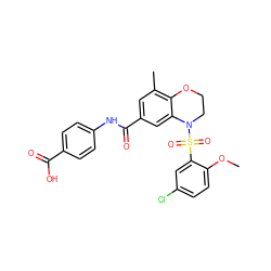 COc1ccc(Cl)cc1S(=O)(=O)N1CCOc2c(C)cc(C(=O)Nc3ccc(C(=O)O)cc3)cc21 ZINC000114512937