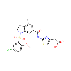 COc1ccc(Cl)cc1S(=O)(=O)N1CCc2c(C)cc(C(=O)Nc3nc(CC(=O)O)cs3)cc21 ZINC000140656485