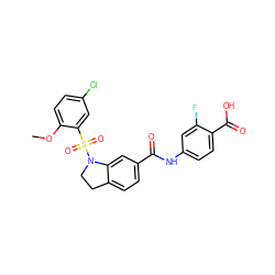 COc1ccc(Cl)cc1S(=O)(=O)N1CCc2ccc(C(=O)Nc3ccc(C(=O)O)c(F)c3)cc21 ZINC000034949822