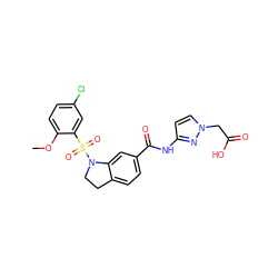 COc1ccc(Cl)cc1S(=O)(=O)N1CCc2ccc(C(=O)Nc3ccn(CC(=O)O)n3)cc21 ZINC000139517297