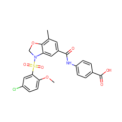 COc1ccc(Cl)cc1S(=O)(=O)N1COc2c(C)cc(C(=O)Nc3ccc(C(=O)O)cc3)cc21 ZINC000114514774