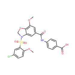 COc1ccc(Cl)cc1S(=O)(=O)N1COc2c(OC)cc(C(=O)Nc3ccc(C(=O)O)cc3)cc21 ZINC000114516281