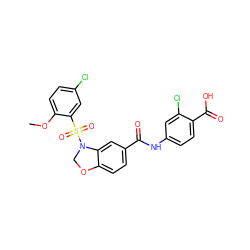 COc1ccc(Cl)cc1S(=O)(=O)N1COc2ccc(C(=O)Nc3ccc(C(=O)O)c(Cl)c3)cc21 ZINC000114518324