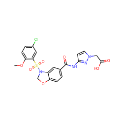 COc1ccc(Cl)cc1S(=O)(=O)N1COc2ccc(C(=O)Nc3ccn(CC(=O)O)n3)cc21 ZINC000114516794