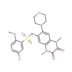 COc1ccc(Cl)cc1S(=O)(=O)Nc1cc2c(cc1N1CCOCC1)n(C)c(=O)c(=O)n2C ZINC000015733665