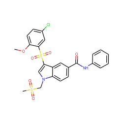 COc1ccc(Cl)cc1S(=O)(=O)c1cn(CS(C)(=O)=O)c2ccc(C(=O)Nc3ccccc3)cc12 ZINC000299856151