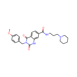 COc1ccc(Cn2c(=O)[nH]c3cc(C(=O)NCCCN4CCCCC4)ccc3c2=O)cc1 ZINC000004004773