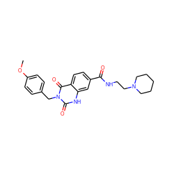 COc1ccc(Cn2c(=O)[nH]c3cc(C(=O)NCCN4CCCCC4)ccc3c2=O)cc1 ZINC000028641121