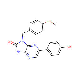 COc1ccc(Cn2c(=O)[nH]c3ncc(-c4ccc(O)cc4)nc32)cc1 ZINC000073198070