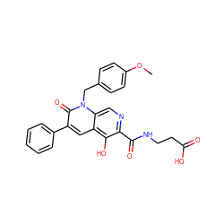 COc1ccc(Cn2c(=O)c(-c3ccccc3)cc3c(O)c(C(=O)NCCC(=O)O)ncc32)cc1 ZINC000169711027