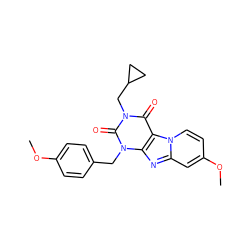 COc1ccc(Cn2c(=O)n(CC3CC3)c(=O)c3c2nc2cc(OC)ccn23)cc1 ZINC001772632088