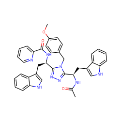 COc1ccc(Cn2c([C@@H](Cc3c[nH]c4ccccc34)NC(C)=O)nnc2[C@@H](Cc2c[nH]c3ccccc23)NC(=O)c2ccccn2)cc1 ZINC000096173883