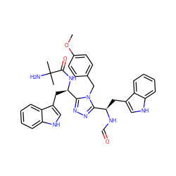 COc1ccc(Cn2c([C@@H](Cc3c[nH]c4ccccc34)NC=O)nnc2[C@@H](Cc2c[nH]c3ccccc23)NC(=O)C(C)(C)N)cc1 ZINC000096173889