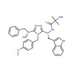 COc1ccc(Cn2c([C@H](N)Cc3ccccc3)nnc2[C@@H](Cc2c[nH]c3ccccc23)NC(=O)C(C)(C)N)cc1 ZINC000653856270