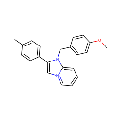 COc1ccc(Cn2c(-c3ccc(C)cc3)c[n+]3ccccc23)cc1 ZINC000000492591