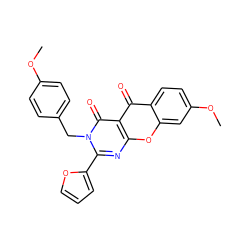 COc1ccc(Cn2c(-c3ccco3)nc3oc4cc(OC)ccc4c(=O)c3c2=O)cc1 ZINC000002434180