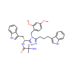 COc1ccc(Cn2c(CCCc3c[nH]c4ccccc34)nnc2[C@@H](Cc2c[nH]c3ccccc23)NC(=O)C(C)(C)N)c(OC)c1 ZINC000036349232