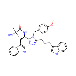 COc1ccc(Cn2c(CCCc3c[nH]c4ccccc34)nnc2[C@@H](Cc2c[nH]c3ccccc23)NC(=O)C(C)(C)N)cc1 ZINC000028636643