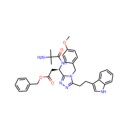 COc1ccc(Cn2c(CCc3c[nH]c4ccccc34)nnc2[C@@H](CC(=O)OCc2ccccc2)NC(=O)C(C)(C)N)cc1 ZINC000028978022